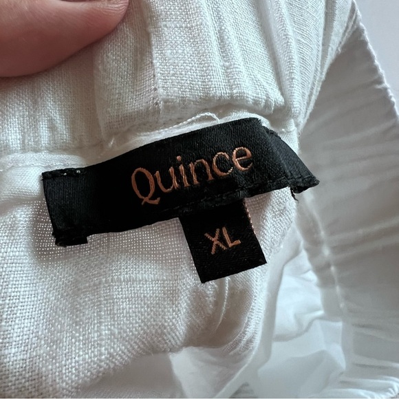 Quince 100% European Linen Pants White Sz X-Large Elastic Waist Relaxed Fit - Picture 10 of 16